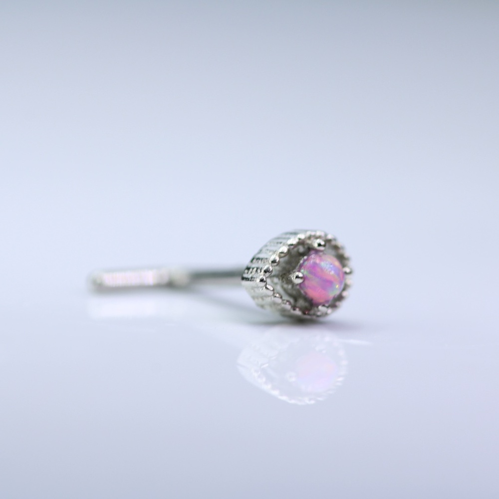 Soft Pink opal tea drop Nose Piercing surgical steel 20g New